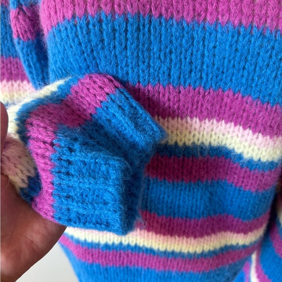 PIECES women color bloc knit long sleeves sweater crew neck size medium - Picture 6 of 12